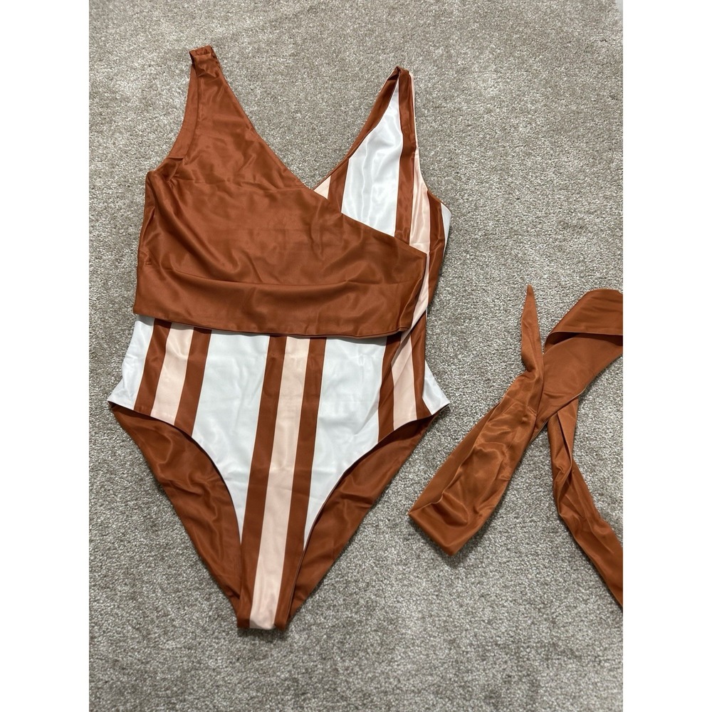 BAIIA one shoulder‎ striped body swimsuit and top Size 18  Reversible NWOT